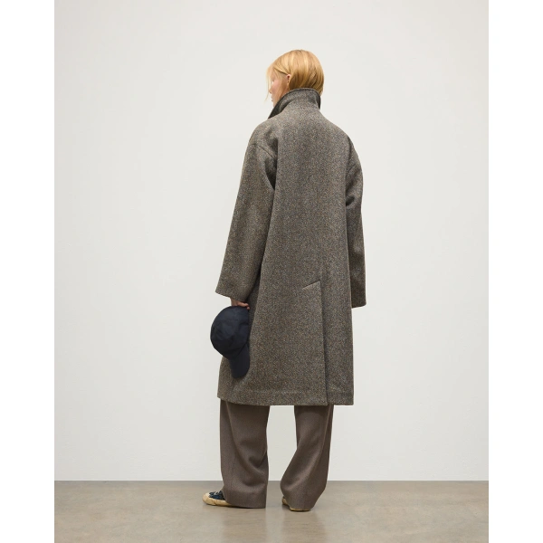 Johnstons of Elgin Brodie Rust & Petrol Herringbone Wool Car Coat