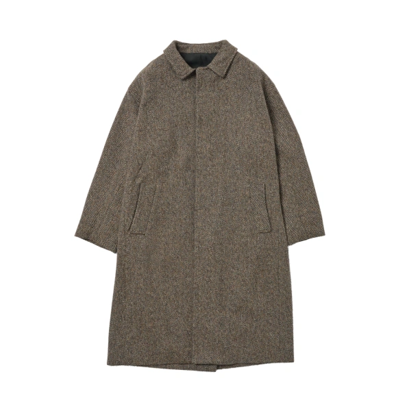 Johnstons of Elgin Brodie Rust & Petrol Herringbone Wool Car Coat | Wool Coat | Coveti