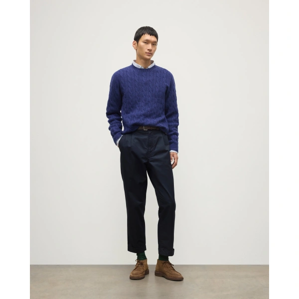 Johnstons of Elgin Calder Blue Cable Cashmere Jumper
