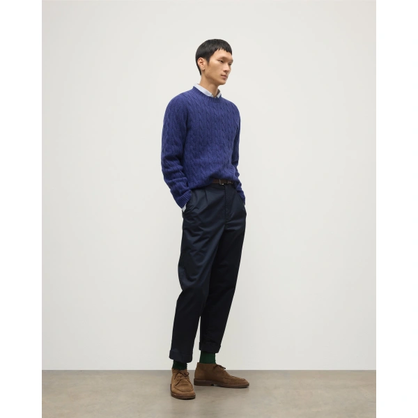 Johnstons of Elgin Calder Blue Cable Cashmere Jumper