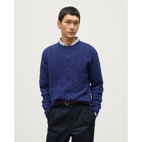 Johnstons of Elgin Calder Blue Cable Cashmere Jumper