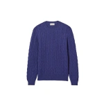Johnstons of Elgin Calder Blue Cable Cashmere Jumper | Men Knitwear | Coveti