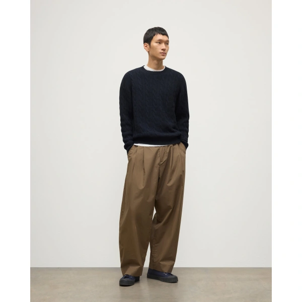 Johnstons of Elgin Calder Dark Blue Cable Cashmere Jumper