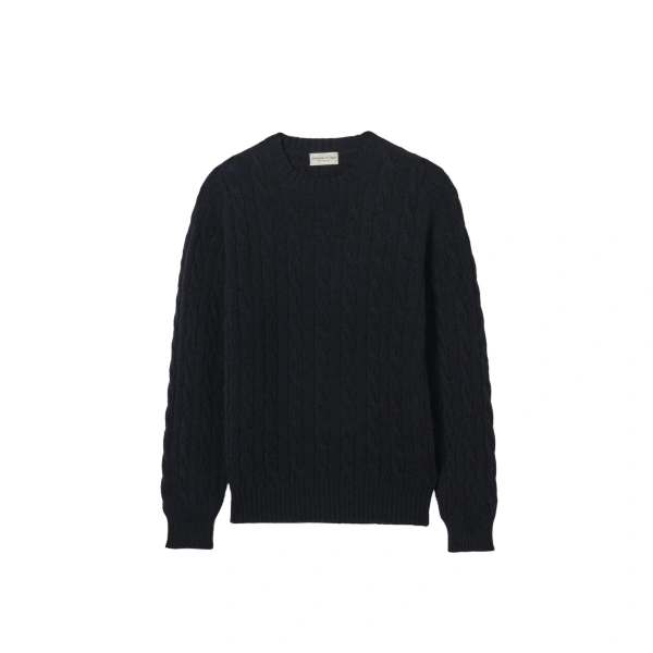 Calder Dark Blue Cable Cashmere Jumper