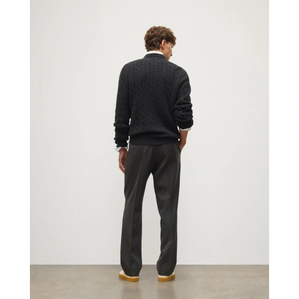 Johnstons of Elgin Calder Dark Grey Cable Cashmere Jumper