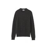 Johnstons of Elgin Calder Dark Grey Cable Cashmere Jumper | Men Knitwear | Coveti