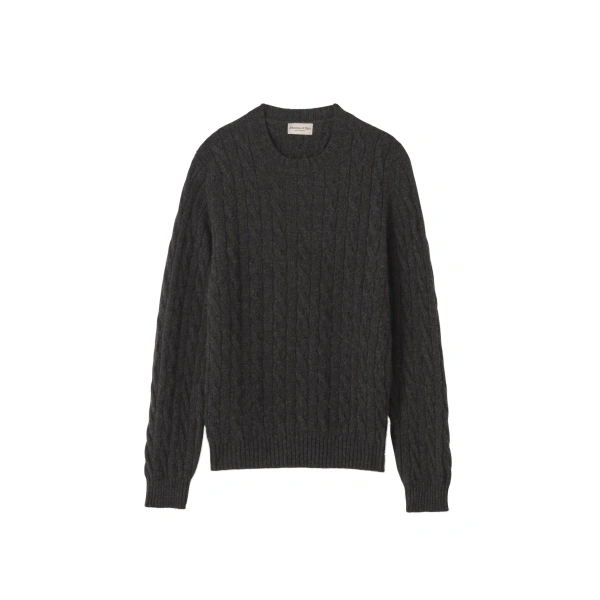 Calder Dark Grey Cable Cashmere Jumper