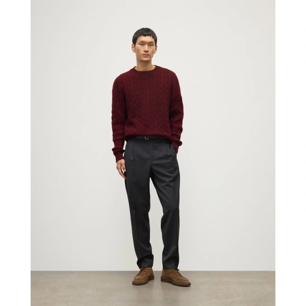 Johnstons of Elgin Calder Dark Red Cable Cashmere Jumper
