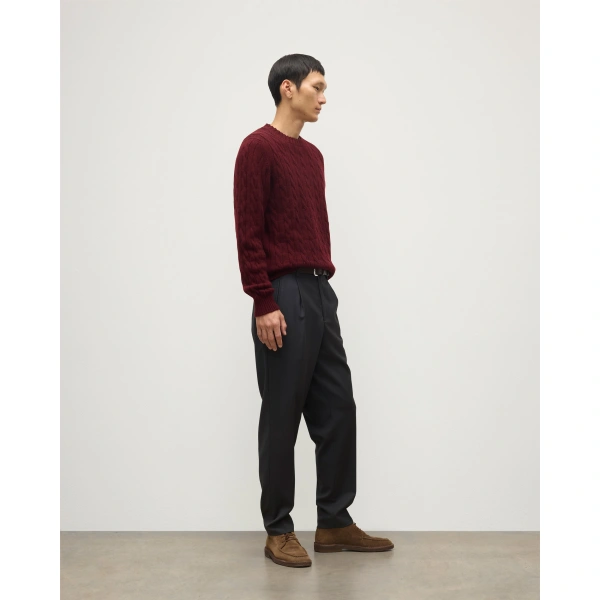 Johnstons of Elgin Calder Dark Red Cable Cashmere Jumper