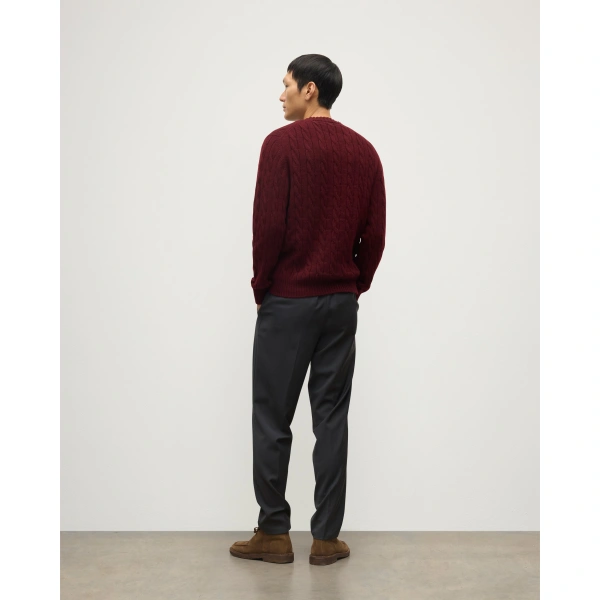Johnstons of Elgin Calder Dark Red Cable Cashmere Jumper