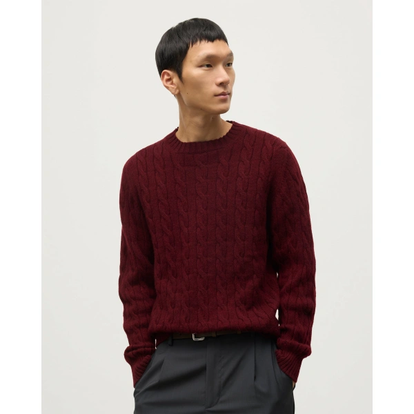 Johnstons of Elgin Calder Dark Red Cable Cashmere Jumper