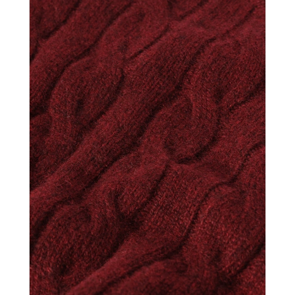 Johnstons of Elgin Calder Dark Red Cable Cashmere Jumper