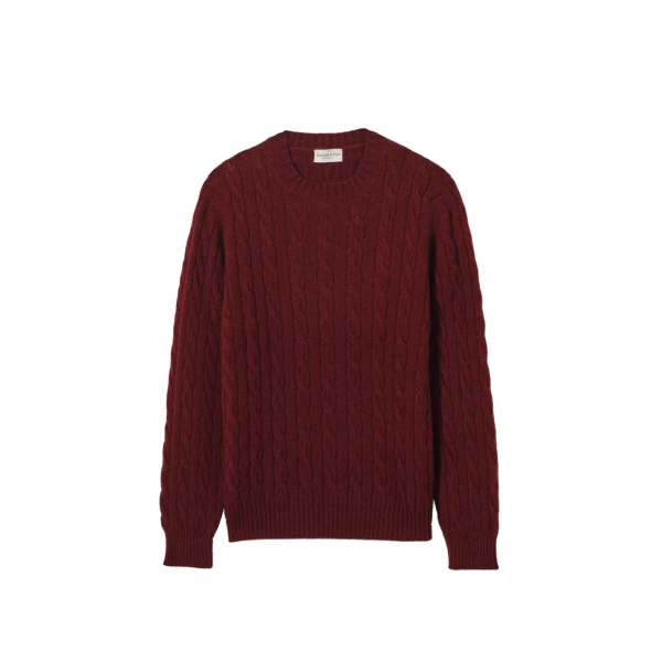Calder Dark Red Cable Cashmere Jumper
