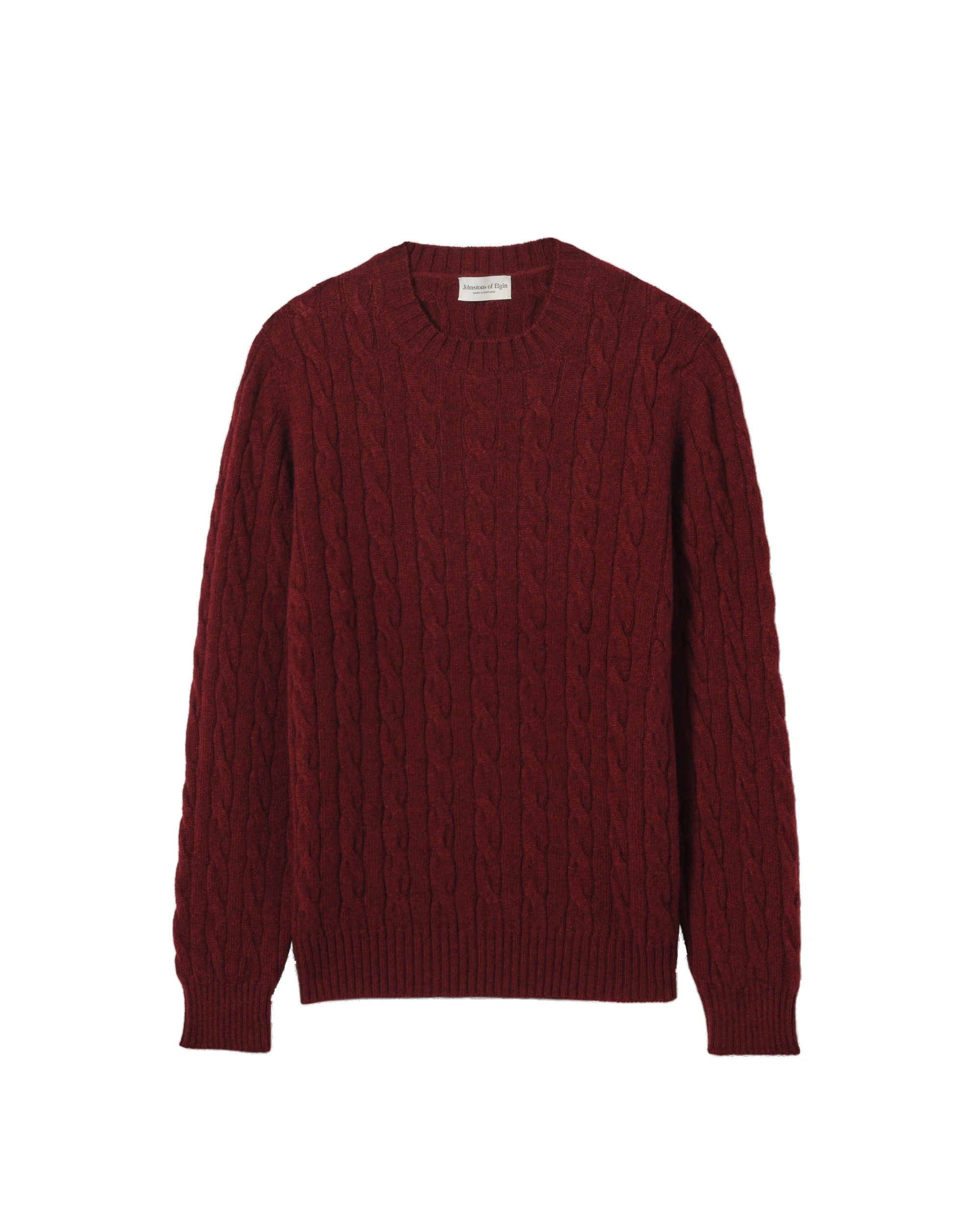 Johnstons of Elgin Calder Dark Red Cable Cashmere Jumper Johnstons of Elgin Calder Dark Red Cable Cashmere Jumper | Men Knitwear | Coveti