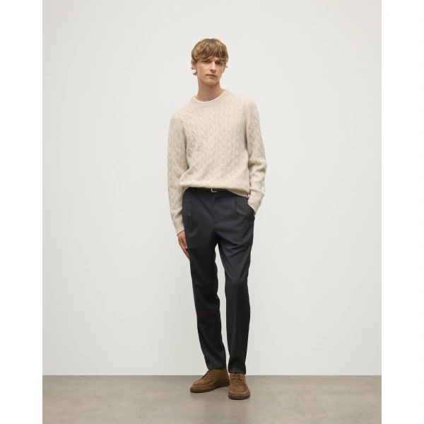 Johnstons of Elgin Calder Natural Cable Cashmere Jumper