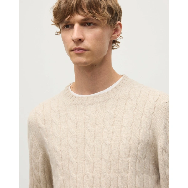 Johnstons of Elgin Calder Natural Cable Cashmere Jumper
