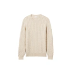 Johnstons of Elgin Calder Natural Cable Cashmere Jumper | Men Knitwear | Coveti
