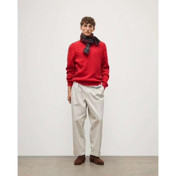 Johnstons of Elgin Calder Red Cable Cashmere Jumper