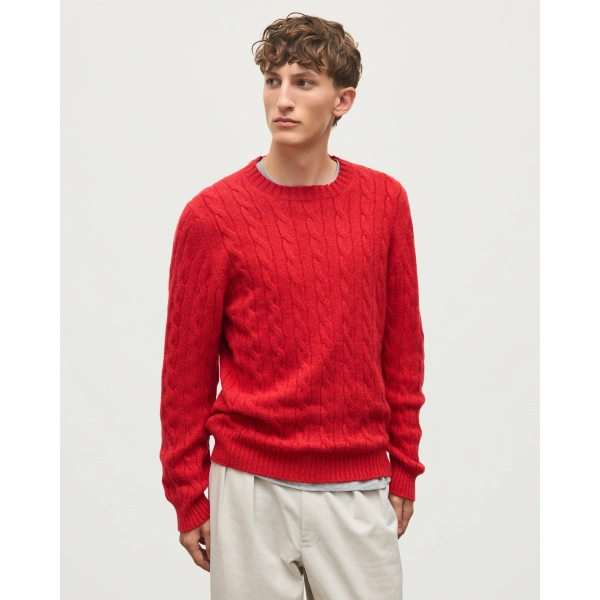Johnstons of Elgin Calder Red Cable Cashmere Jumper