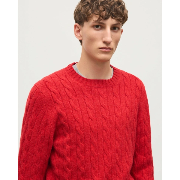 Johnstons of Elgin Calder Red Cable Cashmere Jumper