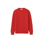 Johnstons of Elgin Calder Red Cable Cashmere Jumper | Men Knitwear | Coveti