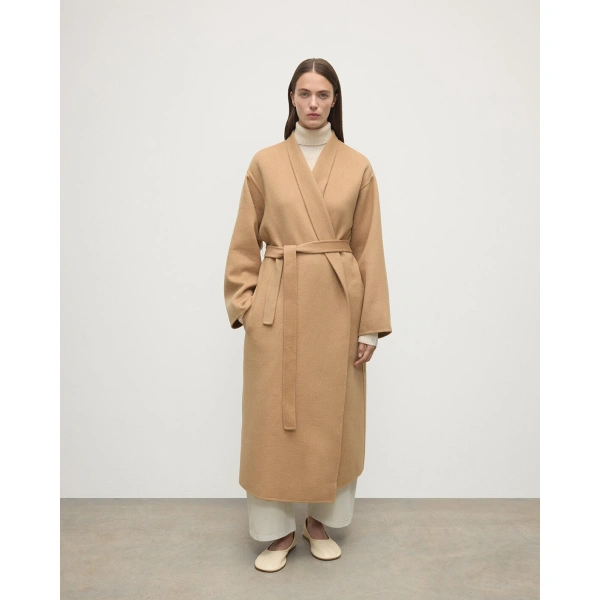 Johnstons of Elgin Camel Cashmere Wrap Coat