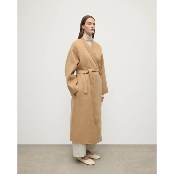 Johnstons of Elgin Camel Cashmere Wrap Coat