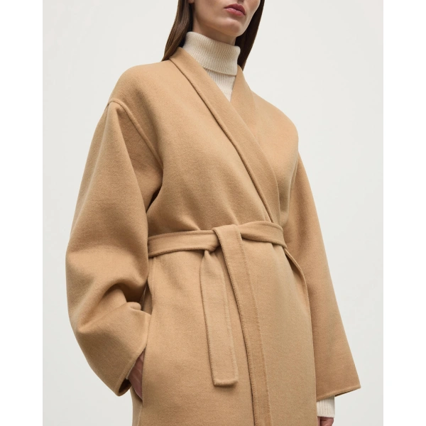 Johnstons of Elgin Camel Cashmere Wrap Coat