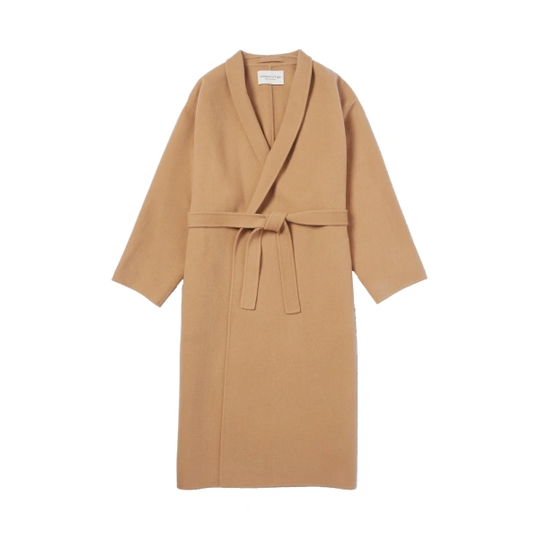 Johnstons of Elgin Camel Cashmere Wrap Coat | Wool Coat | Coveti