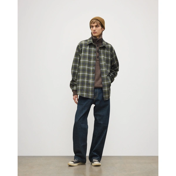 Johnstons of Elgin Capercaillie Green Plaid Overshirt