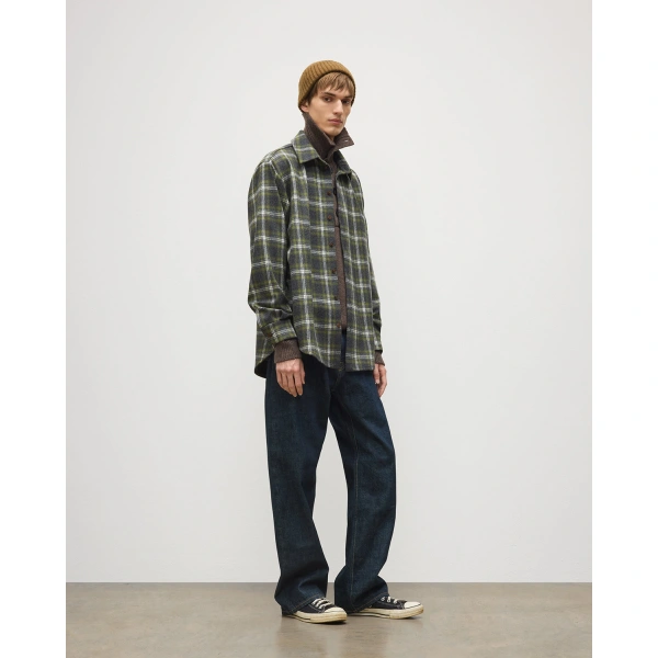 Johnstons of Elgin Capercaillie Green Plaid Overshirt