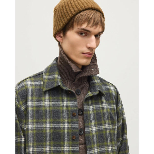 Johnstons of Elgin Capercaillie Green Plaid Overshirt