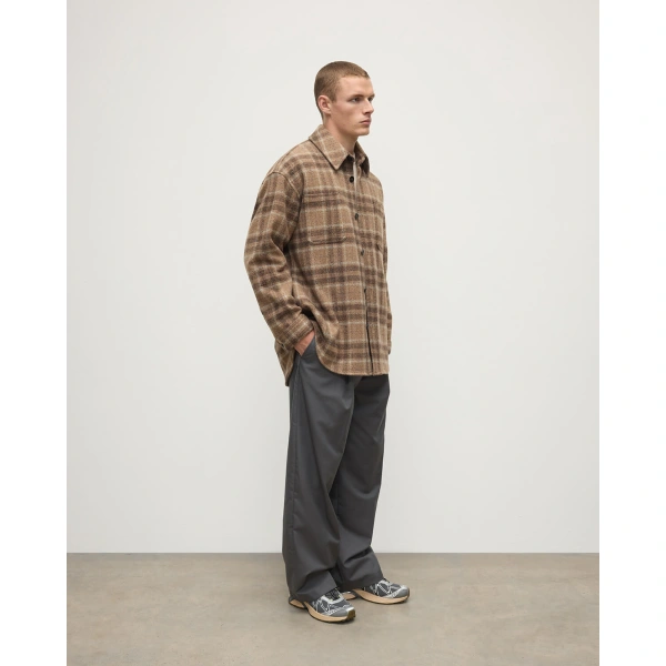 Johnstons of Elgin Cashmere Wool Blend Brown Overshirt