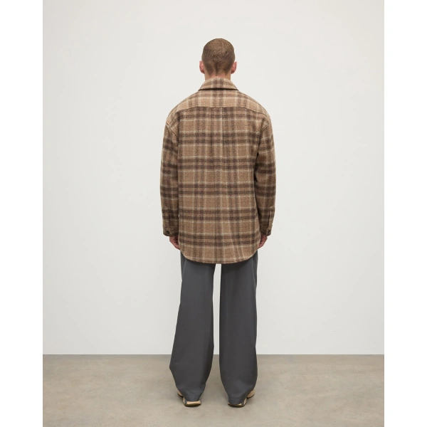 Johnstons of Elgin Cashmere Wool Blend Brown Overshirt