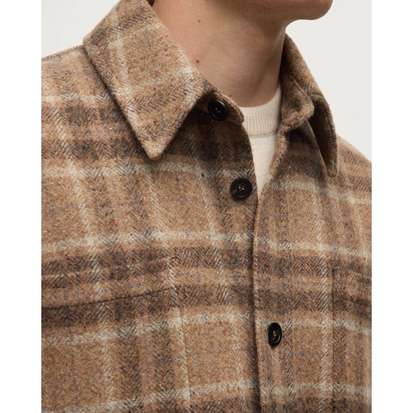 Johnstons of Elgin Cashmere Wool Blend Brown Overshirt