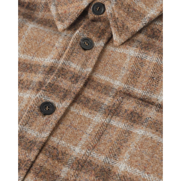 Johnstons of Elgin Cashmere Wool Blend Brown Overshirt