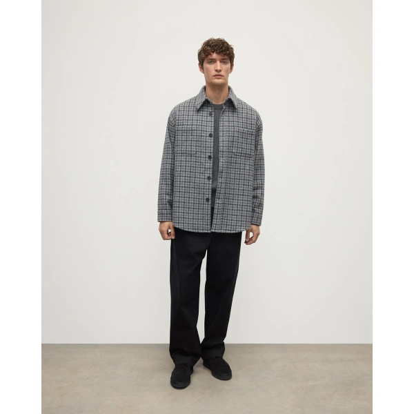 Johnstons of Elgin Cashmere Wool Blend Grey Overshirt