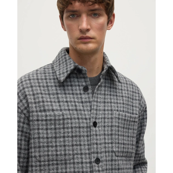Johnstons of Elgin Cashmere Wool Blend Grey Overshirt