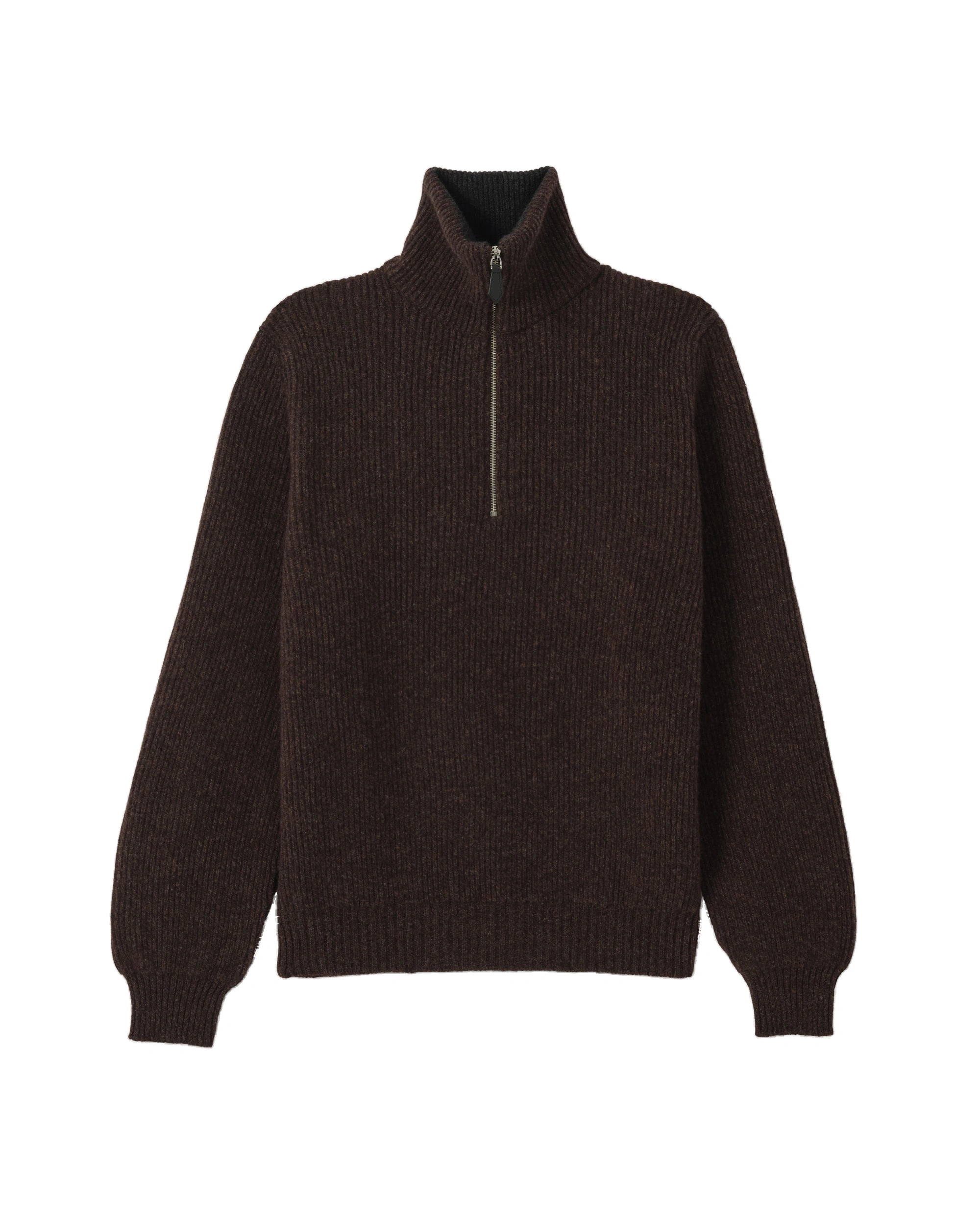 Johnstons of Elgin Chalmers Brown & Charcoal Half Zip Lambswool Jumper Johnstons of Elgin Chalmers Brown & Charcoal Half Zip Lambswool Jumper | Men Knitwear | Coveti