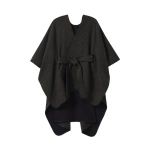 Johnstons of Elgin Charcoal Belted Cape with Leather Binding | Coats | Coveti