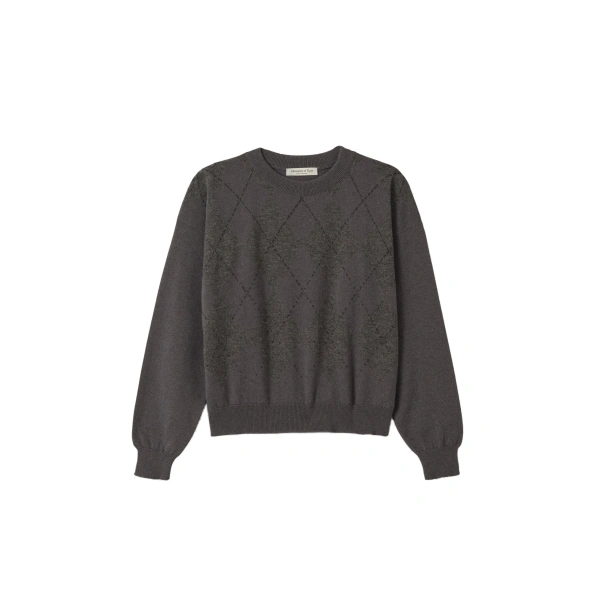 Johnstons of Elgin Clan Argyle Cashmere Jumper in Crane Grey | Sweaters | Coveti