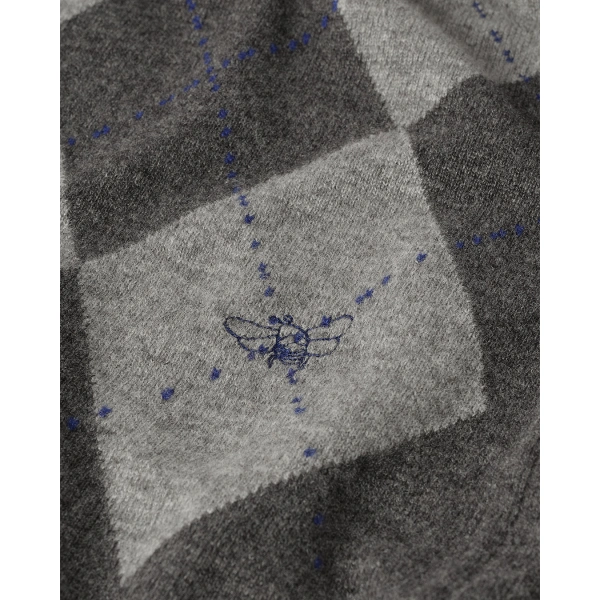 Johnstons of Elgin Clan Argyle Cashmere Jumper in Mid Grey