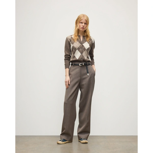 Johnstons of Elgin Clan Brown Argyle Cashmere Cardigan