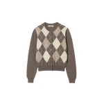 Johnstons of Elgin Clan Brown Argyle Cashmere Cardigan | Cardigan | Coveti