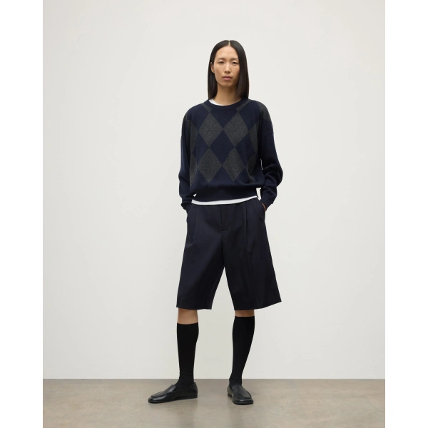 Johnstons of Elgin Clan Dark Navy Argyle Cashmere Jumper