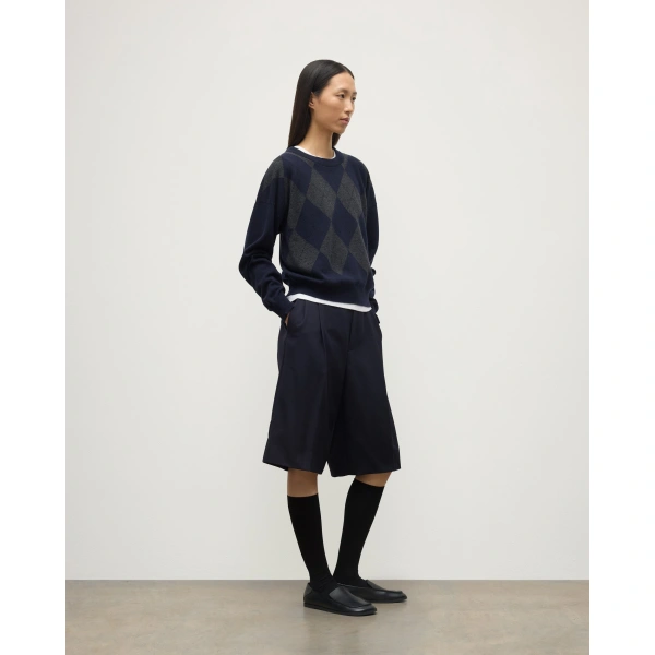 Johnstons of Elgin Clan Dark Navy Argyle Cashmere Jumper