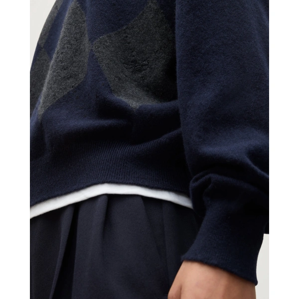 Johnstons of Elgin Clan Dark Navy Argyle Cashmere Jumper