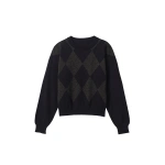 Johnstons of Elgin Clan Dark Navy Argyle Cashmere Jumper | Sweaters | Coveti