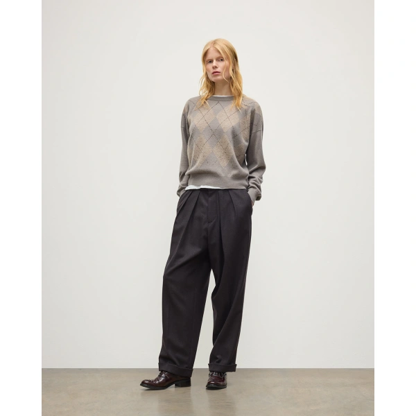 Johnstons of Elgin Clan Grey Argyle Cashmere Jumper