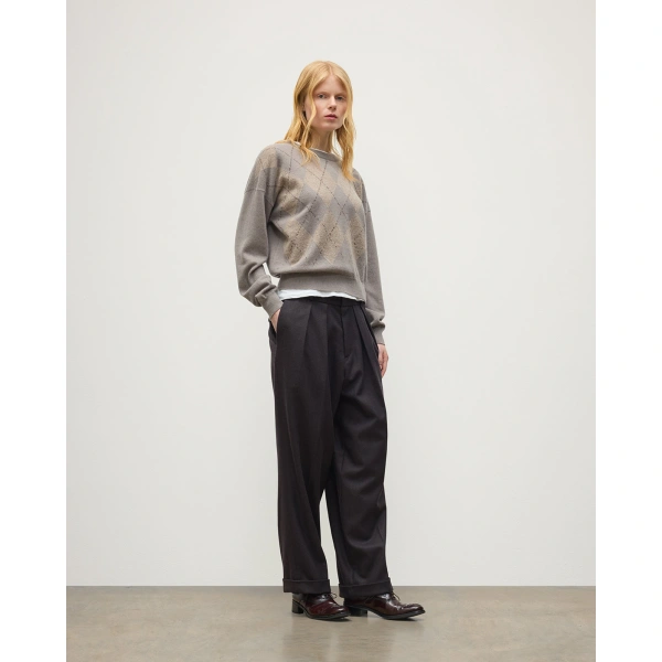 Johnstons of Elgin Clan Grey Argyle Cashmere Jumper